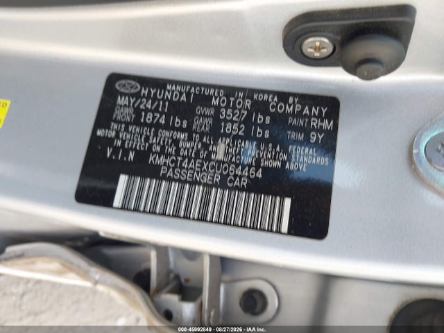 Aukcja sprzedaży 2012 Hyundai Accent Gls, vin: KMHCT4AEXCU064464, numer aukcji: 45992849