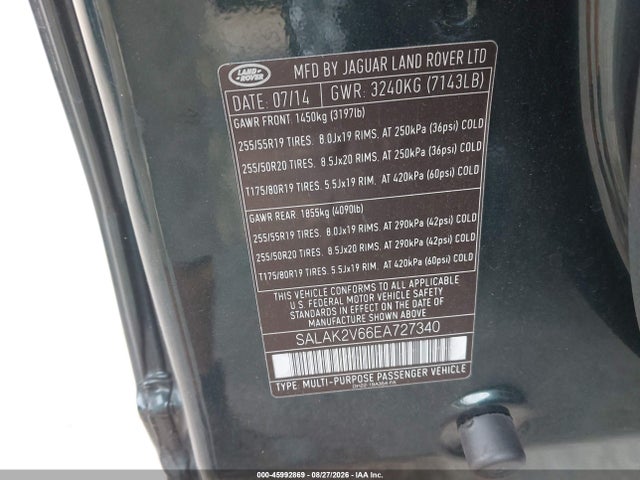 SALAK2V66EA727340 Land Rover LR4