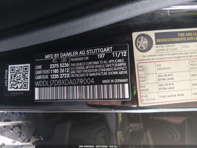 Aukcja sprzedaży 2013 Mercedes-benz Cls 550, vin: WDDLJ7DBXDA079004, numer aukcji: 45992900