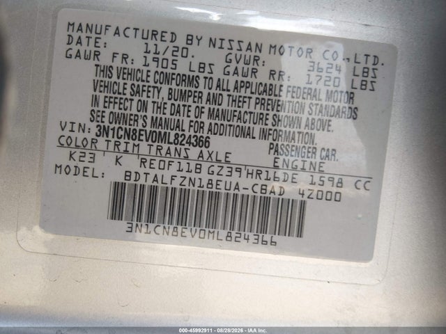 Nissan Versa Sv Xtronic Cvt 2021 3N1CN8EV0ML824366 Image 9