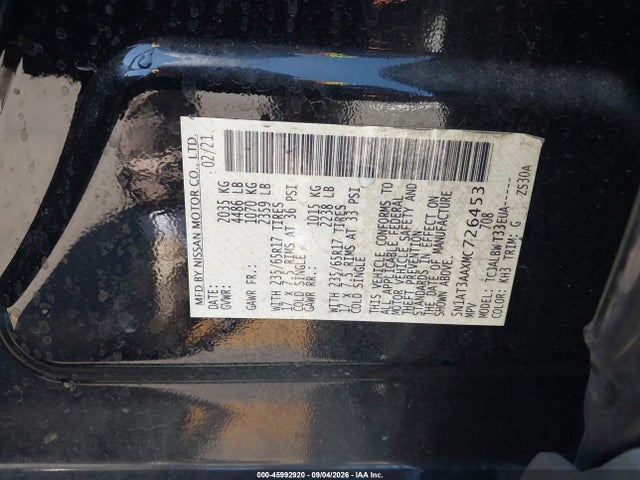 5N1AT3AAXMC726453 Nissan Rogue S Fwd
