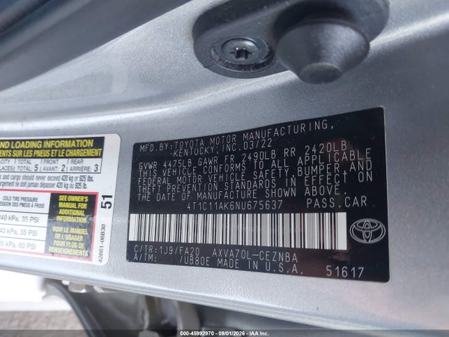 Toyota CAMRY LE 2022 4T1C11AK6NU675637 Image 9