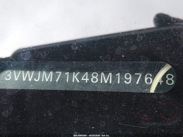Продаж на аукціоні авто 2008 Volkswagen Jetta S, vin: 3VWJM71K48M197648, номер лоту: 45992981