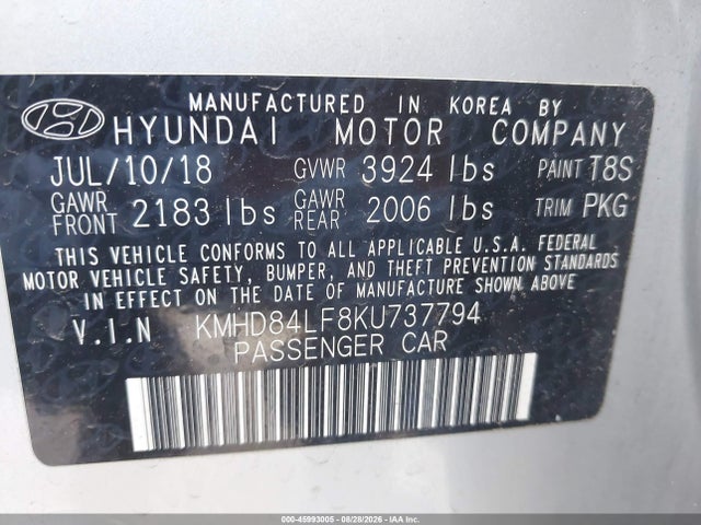 Hyundai ELANTRA SEL 2019 KMHD84LF8KU737794 Image 9