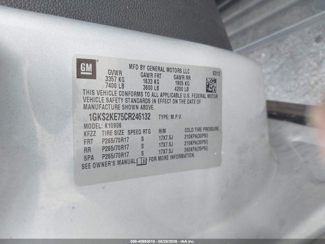 Aukcja sprzedaży 2012 Gmc Yukon Xl 1500 Slt, vin: 1GKS2KE75CR246132, numer aukcji: 45993018