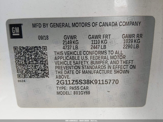 Chevrolet IMPALA LT 2019 2G11Z5S38K9115770 Image 9