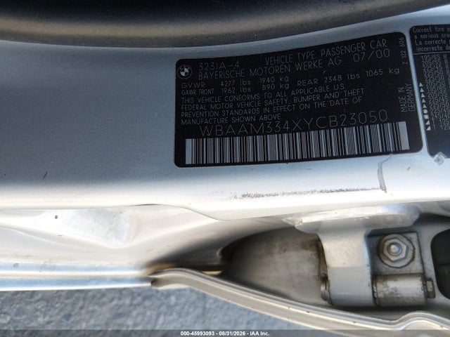 Продажа на аукционе авто 2000 Bmw 323i, vin: WBAAM334XYCB23050, номер лота: 45993093