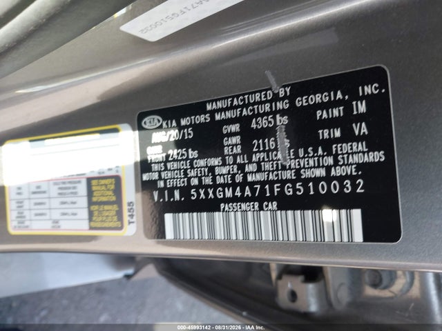 KIA Optima Lx 2015 5XXGM4A71FG510032 Image 9