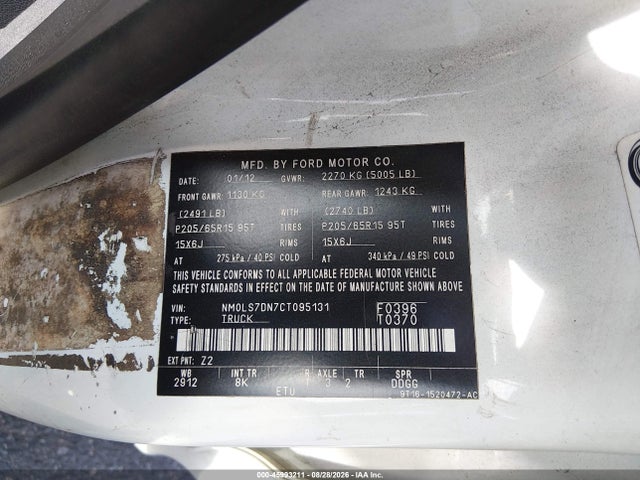 45993211 :رقم المزاد ، NM0LS7DN7CT095131 vin ، 2012 Ford Transit Connect Xlt مزاد بيع