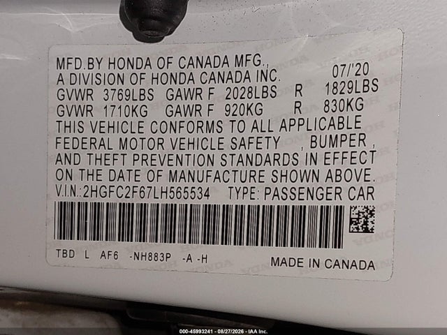 2HGFC2F67LH565534 Honda Civic Lx