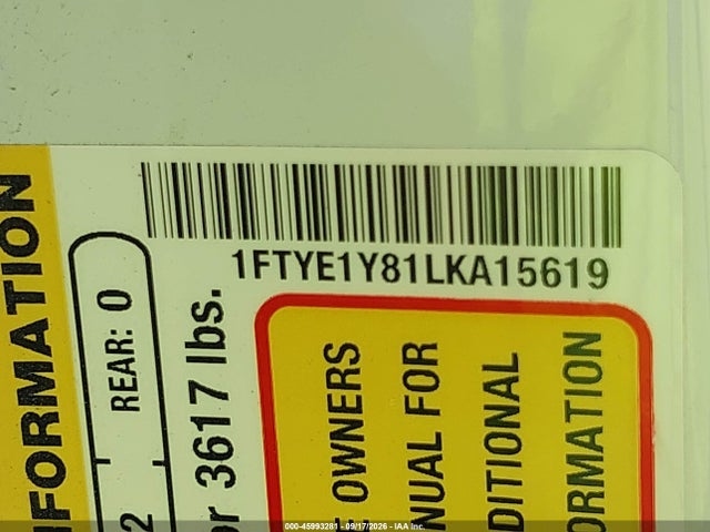 45993281 :رقم المزاد ، 1FTYE1Y81LKA15619 vin ، 2020 Ford Transit-150 مزاد بيع