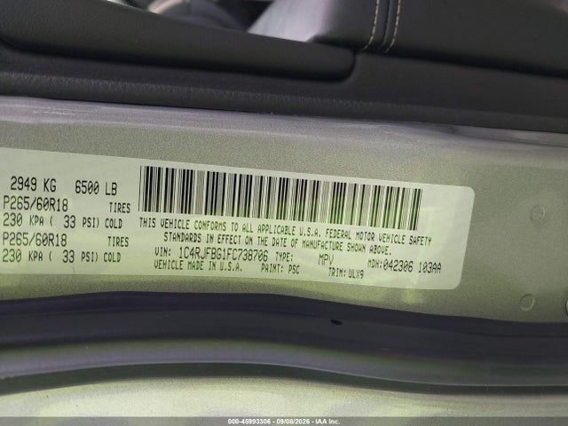 Jeep Grand Cherokee Limited 2015 1C4RJFBG1FC738706 Image 9