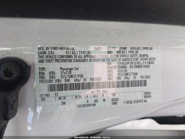 1FADP3F23EL111869 Ford FOCUS SE