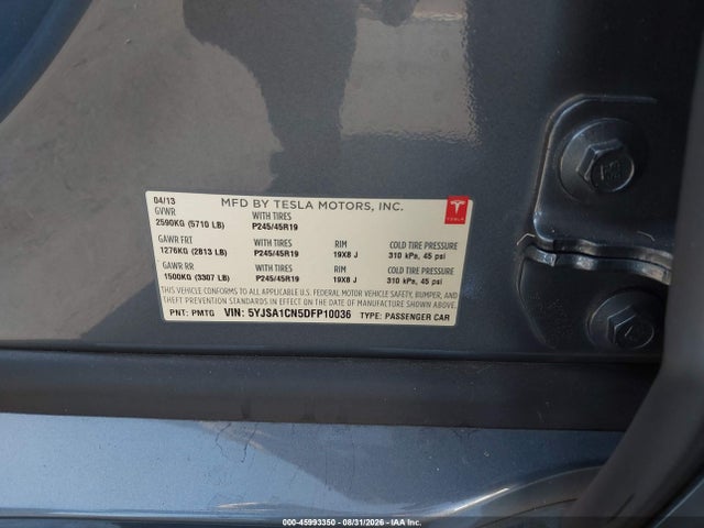 45993350 :رقم المزاد ، 5YJSA1CN5DFP10036 vin ، 2013 Tesla Model S مزاد بيع