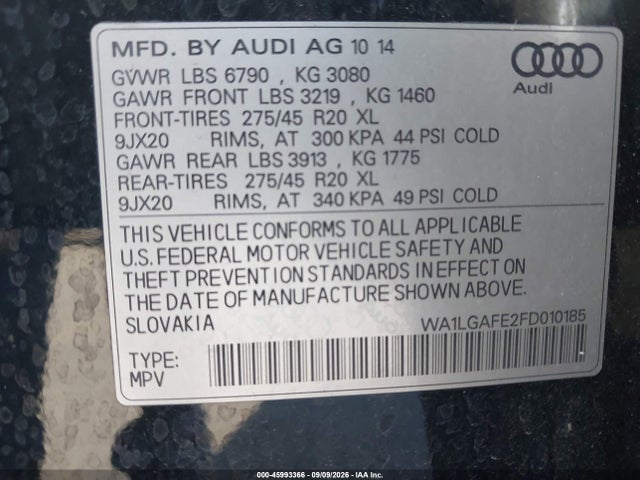 Audi Q7 3.0t Premium 2015 WA1LGAFE2FD010185 Image 9
