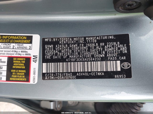 Продаж на аукціоні авто 2010 Toyota Camry Le, vin: 4T1BF3EKXAU564232, номер лоту: 45993372