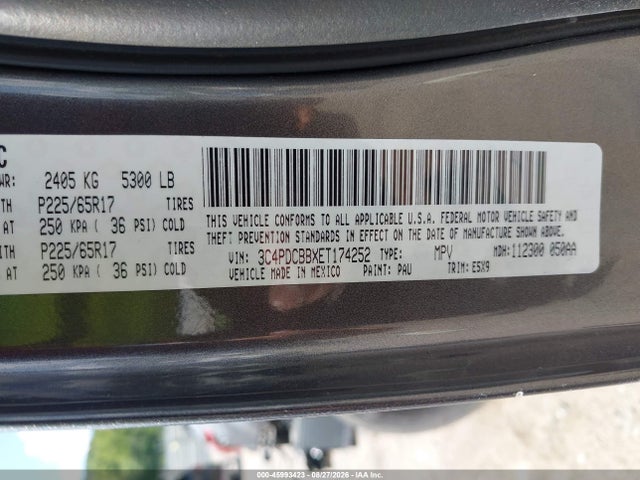 45993423 :رقم المزاد ، 3C4PDCAB1ET235683 vin ، 2014 Dodge Journey Sxt مزاد بيع