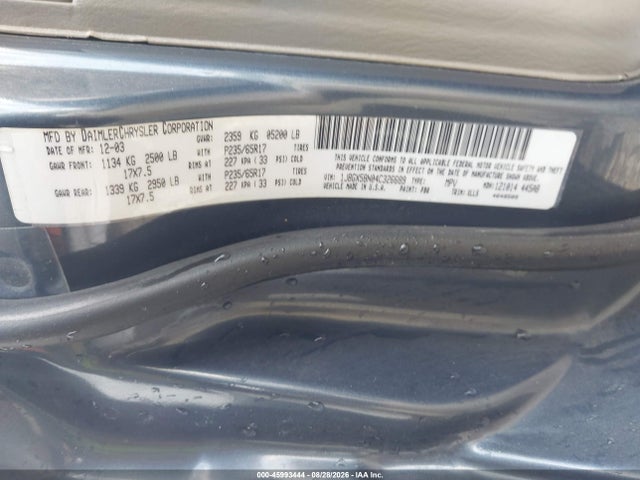 45993444 :رقم المزاد ، 1J8GX58N04C326689 vin ، 2004 Jeep Grand Cherokee Limited مزاد بيع