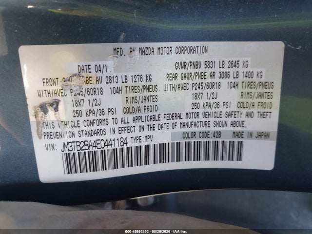 Mazda CX-9 SPORT 2014 JM3TB2BA4E0441184 Image 9