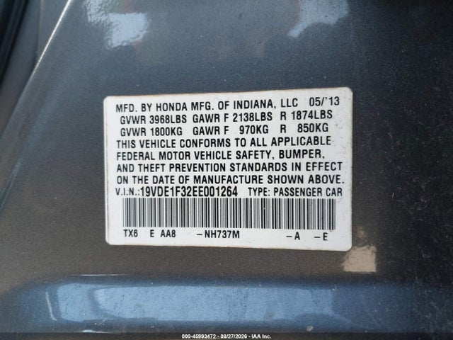 Продажа на аукционе авто 2014 Acura Ilx 2.0l, vin: 19VDE1F32EE001264, номер лота: 45993472