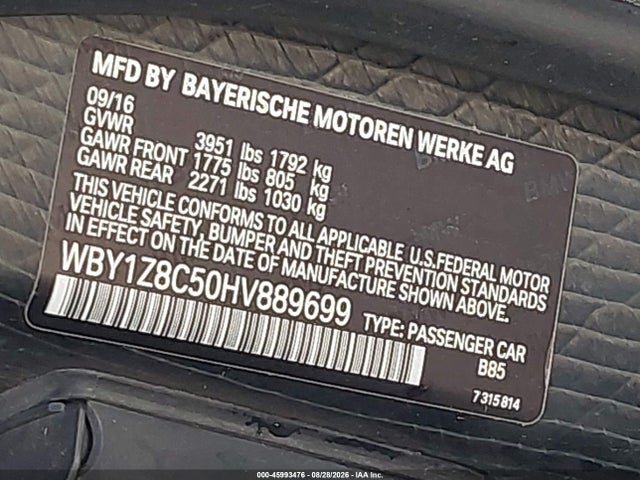 BMW I3 94 Ah W/range Extender 2017 WBY1Z8C50HV889699 Image 9