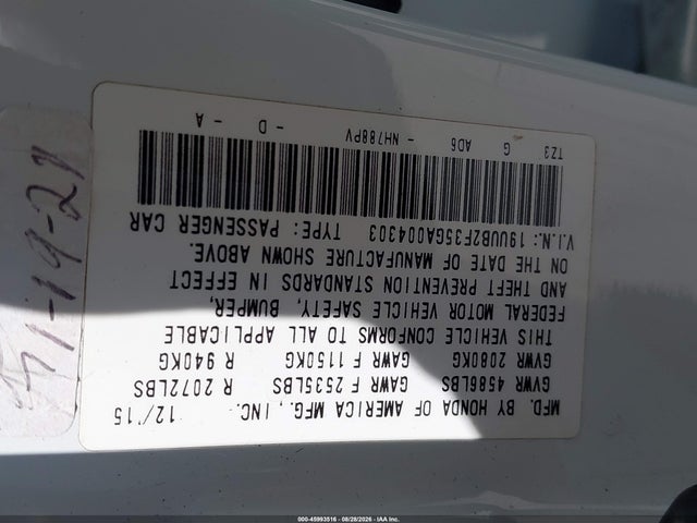 Aukcja sprzedaży 2016 Acura Tlx, vin: 19UUB2F35GA004303, numer aukcji: 45993516