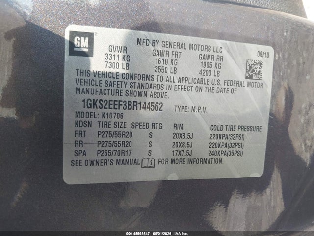 Продажа на аукционе авто 2011 Gmc Yukon Denali, vin: 1GKS2EEF3BR144562, номер лота: 45993547