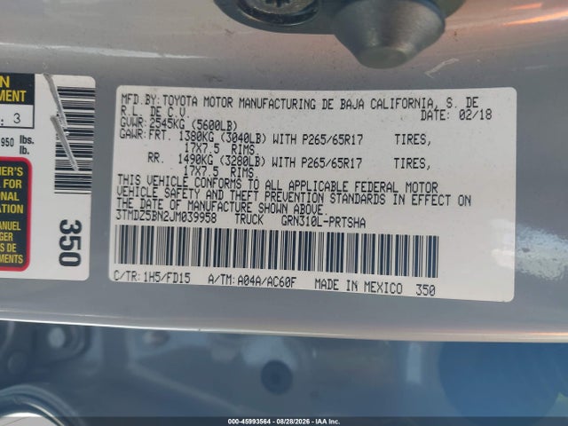3TMDZ5BN2JM039958 Toyota Tacoma Trd Sport