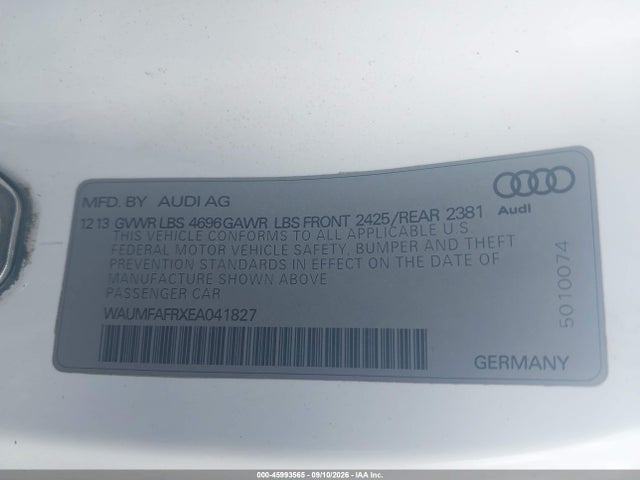 45993565 :رقم المزاد ، WAUMFAFRXEA041827 vin ، 2014 Audi A5 2.0t Premium مزاد بيع