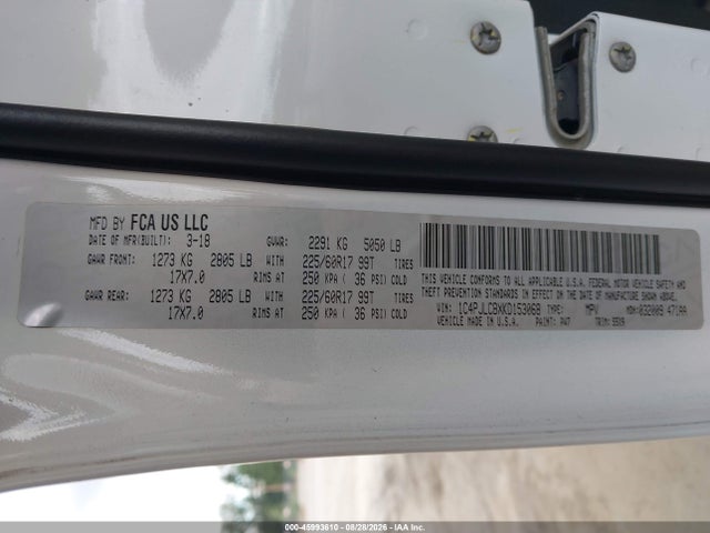 2019 Jeep Cherokee Latitude Fwd მანქანა იყიდება აუქციონზე, vin: 1C4PJLCBXKD153068, აუქციონის ნომერი: 45993610