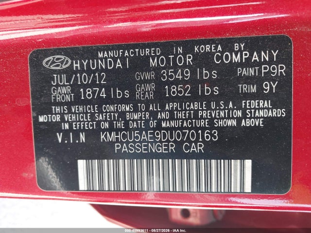 Продажа на аукционе авто 2013 Hyundai Accent Se, vin: KMHCU5AE9DU070163, номер лота: 45993611