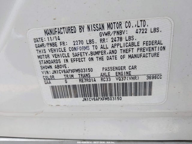 Infiniti Q40 2015 JN1CV6APXFM503150 Image 9