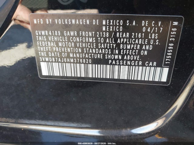3VWDB7AJ6HM376820 Volkswagen Jetta 1.4t Se