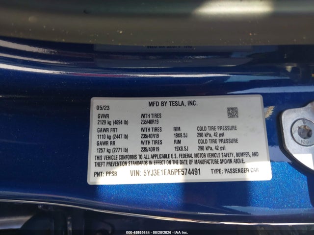 Tesla Model 3 Rear-wheel Drive 2023 5YJ3E1EA6PF574491 Image 9