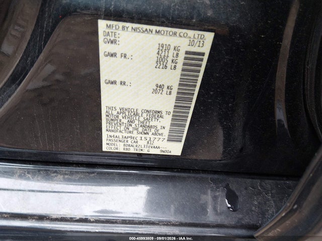 2014 Nissan Altima 2.5 S მანქანა იყიდება აუქციონზე, vin: 1N4AL3AP9EC151777, აუქციონის ნომერი: 45993809
