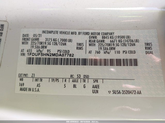 1FDUF5HN2MDA07782 Ford F-550 Chassis Xl