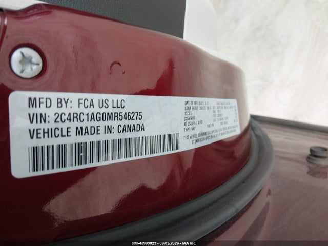 Продажа на аукционе авто 2021 Chrysler Voyager L, vin: 2C4RC1AG0MR546275, номер лота: 45993823