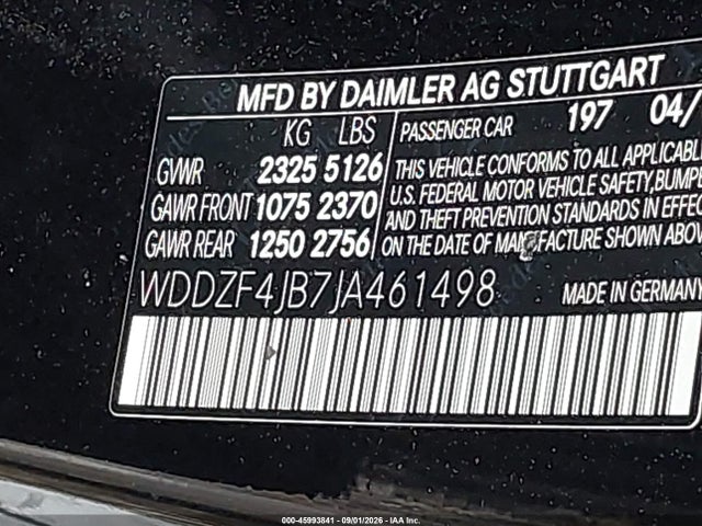 45993841 :رقم المزاد ، WDDZF4JB7JA461498 vin ، 2018 Mercedes-benz E 300 مزاد بيع