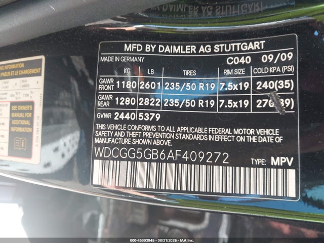 Продажа на аукционе авто 2010 Mercedes-benz Glk 350, vin: WDCGG5GB6AF409272, номер лота: 45993845