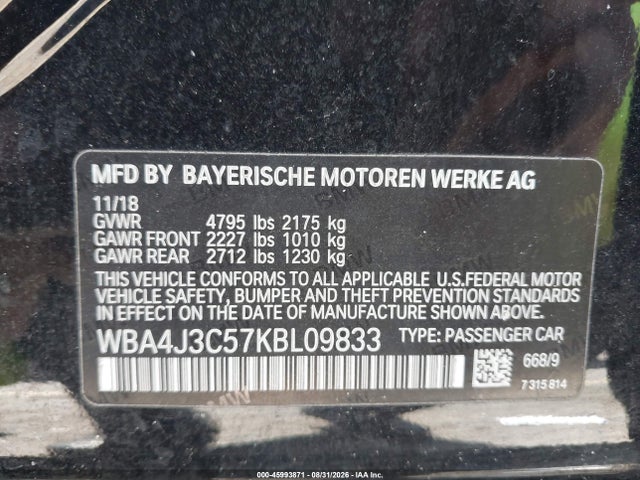 Aukcja sprzedaży 2019 Bmw 430i Gran Coupe Xdrive, vin: WBA4J3C57KBL09833, numer aukcji: 45993871