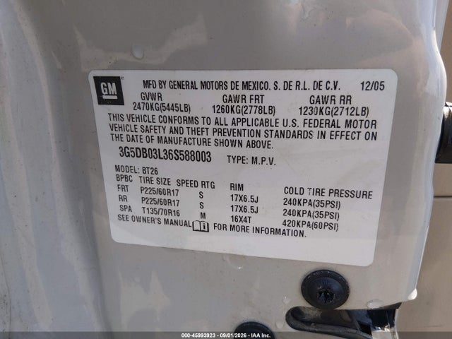 Aukcja sprzedaży 2006 Buick Rendezvous Cx, vin: 3G5DB03L36S588003, numer aukcji: 45993923