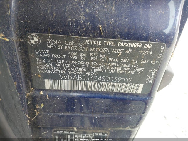 Продажа на аукционе авто 1995 Bmw 325 Ic Automatic, vin: WBABJ6324SJD39119, номер лота: 45993943