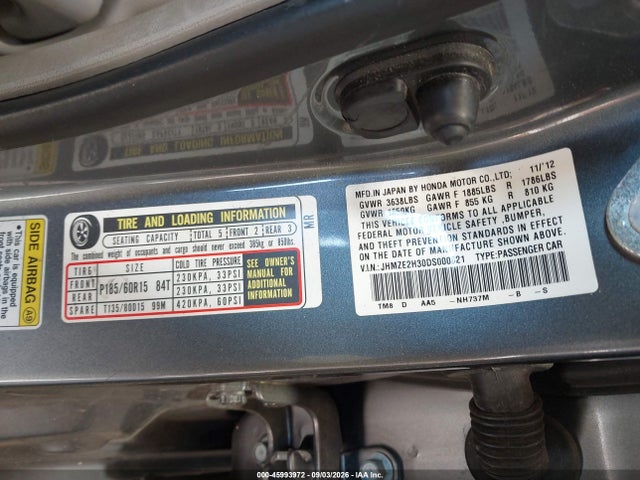 Продажа на аукционе авто 2013 Honda Insight, vin: JHMZE2H30DS000821, номер лота: 45993972