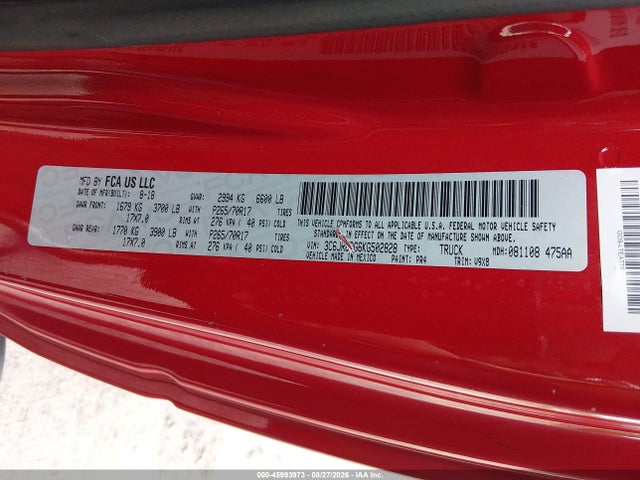 Aukcja sprzedaży 2019 Ram 1500 Classic Tradesman  4x2 8' Box, vin: 3C6JR6DG6KG502828, numer aukcji: 45993973