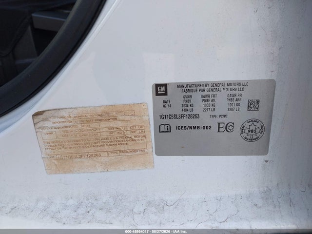 Продаж на аукціоні авто 2015 Chevrolet Malibu 1lt, vin: 1G11C5SL3FF128263, номер лоту: 45994017