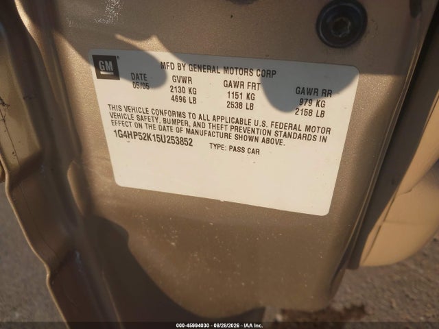 45994030 :رقم المزاد ، 1G4HP52K35U150870 vin ، 2005 Buick Lesabre Custom مزاد بيع