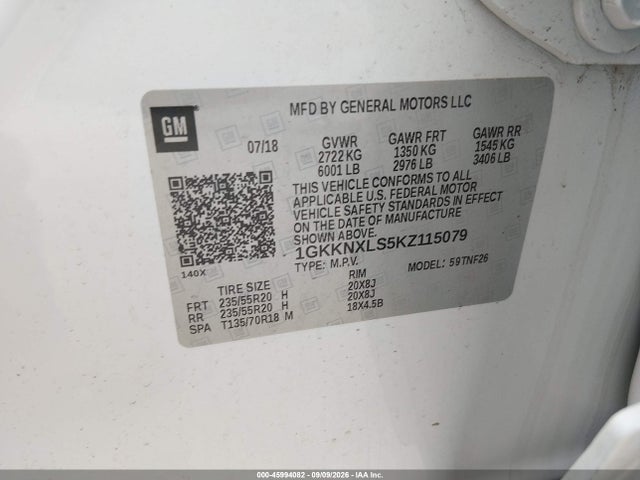 2019 Gmc Acadia Denali მანქანა იყიდება აუქციონზე, vin: 1GKKNXLS5KZ115079, აუქციონის ნომერი: 45994082