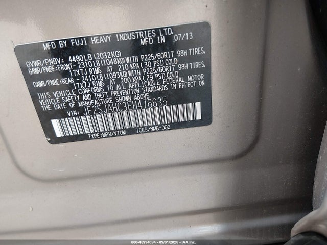 45994094 :رقم المزاد ، JF2SJAHC3EH476635 vin ، 2014 Subaru Forester 2.5i Limited مزاد بيع
