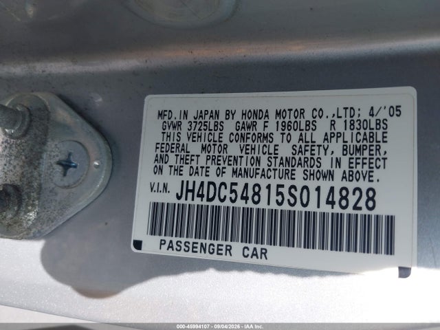 Aukcja sprzedaży 2005 Acura Rsx, vin: JH4DC54815S014828, numer aukcji: 45994107