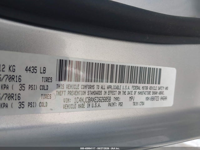 45994117 :رقم المزاد ، 1C4NJCBAXED626858 vin ، 2014 Jeep Compass Sport مزاد بيع